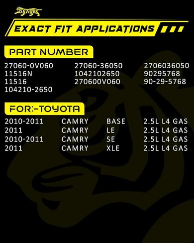 Oktiger 2.5L Upgraded Alternator for Toyota Camry 2010 2011 Base Le Se Xle 2.5L, L4 12V 100Amp Clockwise 4-Groove Decoupler Pulley, Replacement Alternator, OE 27060-0V060 11516N in Kuwait