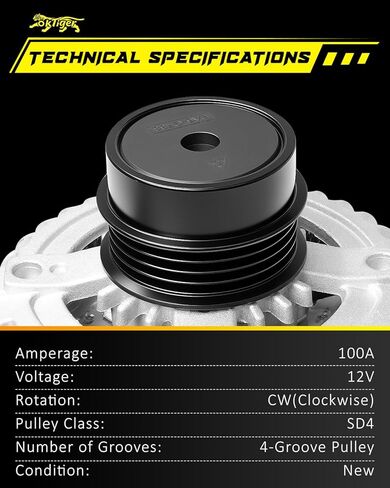 Oktiger 2.5L Upgraded Alternator for Toyota Camry 2010 2011 Base Le Se Xle 2.5L, L4 12V 100Amp Clockwise 4-Groove Decoupler Pulley, Replacement Alternator, OE 27060-0V060 11516N in Kuwait