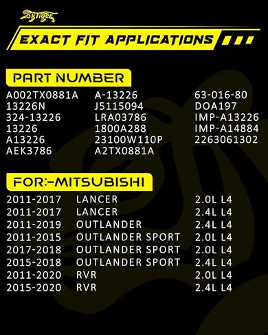 Oktiger Upgraded Alternator for Mitsubishi RVR 2011-2020 2.0L 2.4L, Lancer 2011-2017 2.0L 2.4L, Outlander 2011-2019, Outlander Sport 2011-2018, L4 12V 130A CW 6-Groove Clutch Pulley, OE A002TX0881A in Kuwait