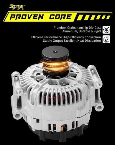 Oktiger Upgraded Alternator for Sprinter 2500 Sprinter 3500 2007-2018 3.0L V6 for Mercedes-Benz for Freightliner for Dodge, for Jeep Grand Cherokee, V6 12V 180A CW 7-Groove Clutch Pulley OE 04801250AA in Kuwait