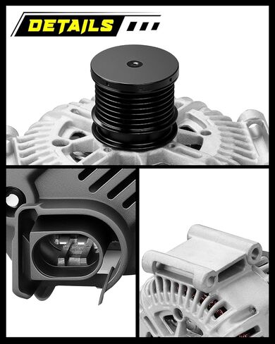 Oktiger Upgraded Alternator for Sprinter 2500 Sprinter 3500 2007-2018 3.0L V6 for Mercedes-Benz for Freightliner for Dodge, for Jeep Grand Cherokee, V6 12V 180A CW 7-Groove Clutch Pulley OE 04801250AA in Kuwait
