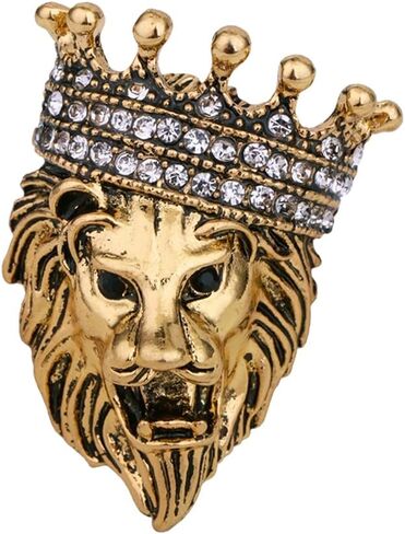 Lion Brooch for Men Gold Lapel Pin for Men Retro Jewelry for Shirt Collar Coat Lapel Denim Jacket Leather Jacket in Kuwait