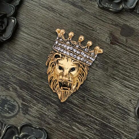 Lion Brooch for Men Gold Lapel Pin for Men Retro Jewelry for Shirt Collar Coat Lapel Denim Jacket Leather Jacket in Kuwait