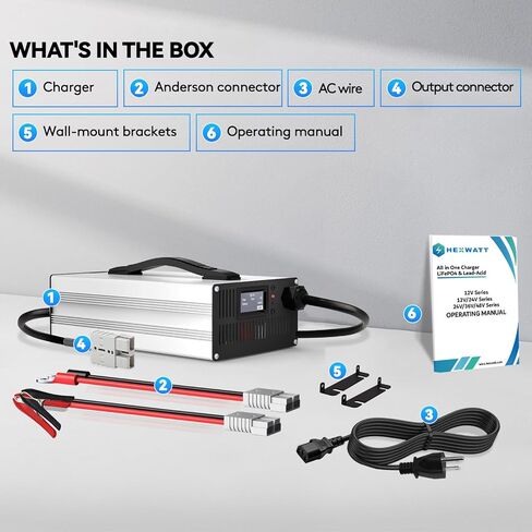 شاحن بطارية LiFePO4 وAGM الكل في واحد 24 فولت/36 فولت/48 فولت، شاحن LiFePO4 29.2 فولت، 43.8 فولت، 58.4 فولت وحمض الرصاص (AGM/جل/FLA) 24 فولت/36 فولت/48، تيار قابل للتعديل 4A-18A مع شاشة LCD in Kuwait