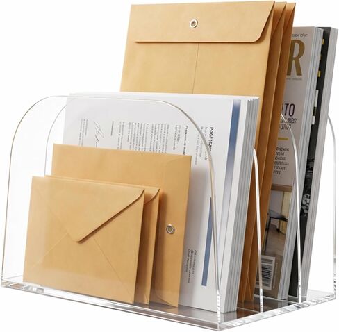 Acrylic File Organizer for Desk, German-Standard Cast PMMA, Polished Edges, Heat-Bent Design—Clear & Stable for Long-Term Use: Home Office, Students, Family Files, Mail & Makeup in Saudi Arabia