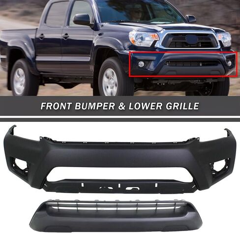 Front Bumper Cover & Lower Grille Fit For 2012-2015 Toyota Tacoma Black Textured Grill Replacement for 5211904090, 5311204030 (Bumper & Lower Grille) in Saudi Arabia