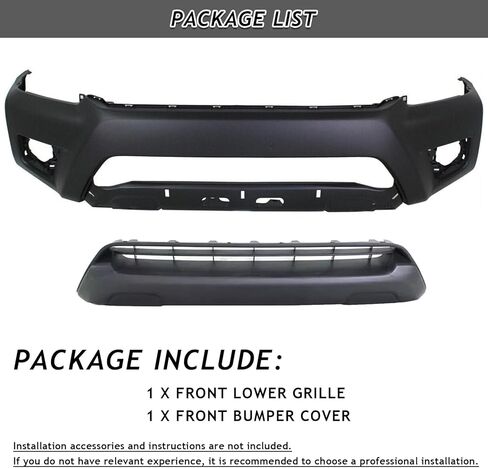 Front Bumper Cover & Lower Grille Fit For 2012-2015 Toyota Tacoma Black Textured Grill Replacement for 5211904090, 5311204030 (Bumper & Lower Grille) in Saudi Arabia