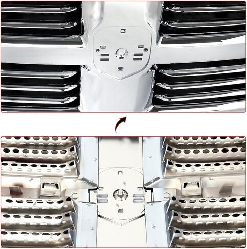 Grill Chrome Front Grille Compatible with 2013-2018 Dodge Ram 1500 Big Horn Style Bumper Upper Hood Grille Chrome Frame and Black Insert in Kuwait