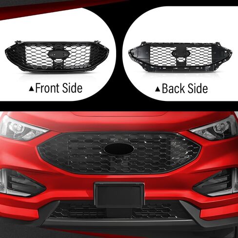 Front Upper Grille Compatible with Ford Edge ST/ST-Line 2019-2022 PT4B-8200, KT4Z-8200, KT4B-8A133 Glossy Black in Saudi Arabia