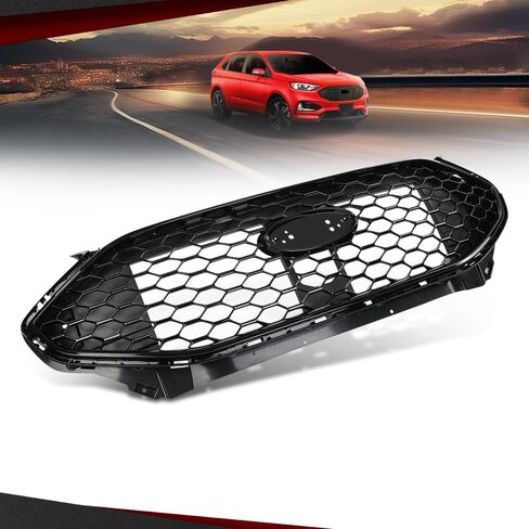 Front Upper Grille Compatible with Ford Edge ST/ST-Line 2019-2022 PT4B-8200, KT4Z-8200, KT4B-8A133 Glossy Black in Saudi Arabia