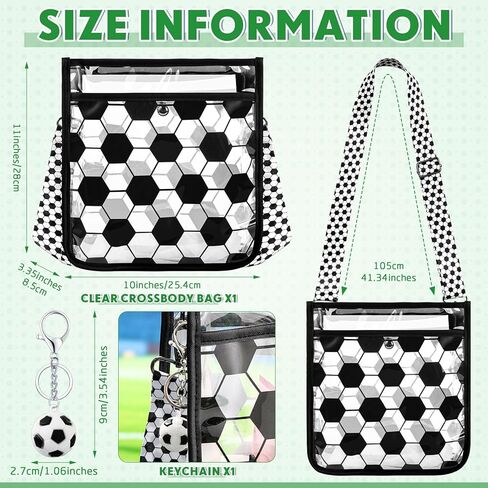 Abbylike Women Clear PVC Soccer Crossbody Bag Black and White Soccer Bag for Events Approved Theme Party Favor in Saudi Arabia