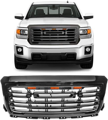IKON MOTORSPORTS, Front Grille Compatible With 2014-2015 GMC Sierra 1500 Front Bumper Grille Matte Black in Saudi Arabia
