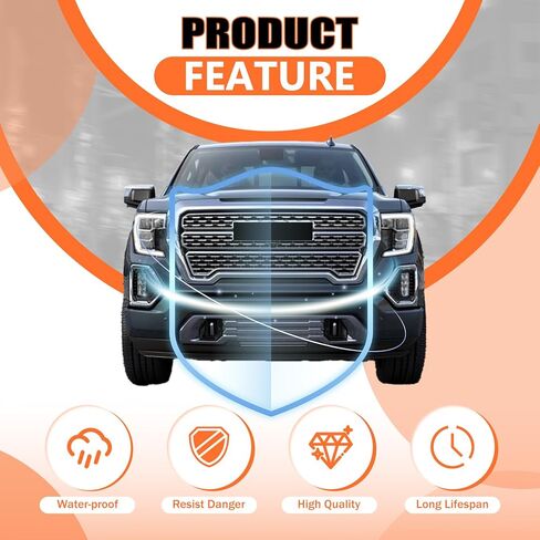 JX RACING Grille Set 4pcs Compatible with GMC Sierra 1500 Denali AT4 2019-2022 Front Upper Grill + Front Lower Bumper Filler Grille Trim Plate + Fog Light Bezels Cover 84508282 84508286 84176747 in Kuwait