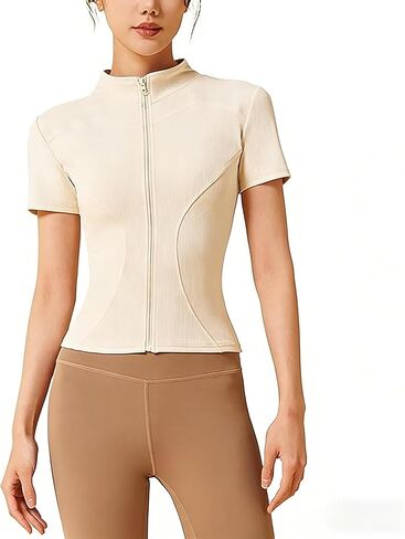 Women's Long-Sleeve Sports Jacket - Lightweight Zippered Yoga Jacket, Slim-Fit Active Top with Thumb Holes in Saudi Arabia