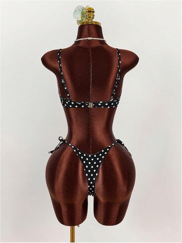 SOLY HUX Women's Polka Dots Bikini Set 3D Flower Tie Side Thong Bathing Suit Beach Two Piece Swimsuit in Saudi Arabia