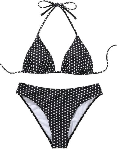 SOLY HUX Women's Polka Dots Bikini Halter Triangle Swimsuits Two Piece Bathing Suits Beach Cruise Wear in Saudi Arabia