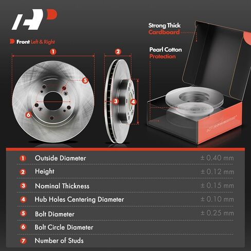 A-Premium Front Vented & Rear Solid Disc Brake Rotors + Ceramic Pads Kit Compatible with Select Select Honda Models - CR-V 2002 2003 2004, L4 2.4L, 12-PC Set in Saudi Arabia