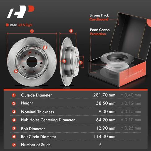 A-Premium Front Vented & Rear Solid Disc Brake Rotors + Ceramic Pads Kit Compatible with Select Select Honda Models - CR-V 2002 2003 2004, L4 2.4L, 12-PC Set in Saudi Arabia