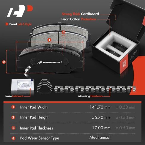 A-Premium Front Vented & Rear Solid Disc Brake Rotors + Ceramic Pads Kit Compatible with Select Select Honda Models - CR-V 2002 2003 2004, L4 2.4L, 12-PC Set in Saudi Arabia