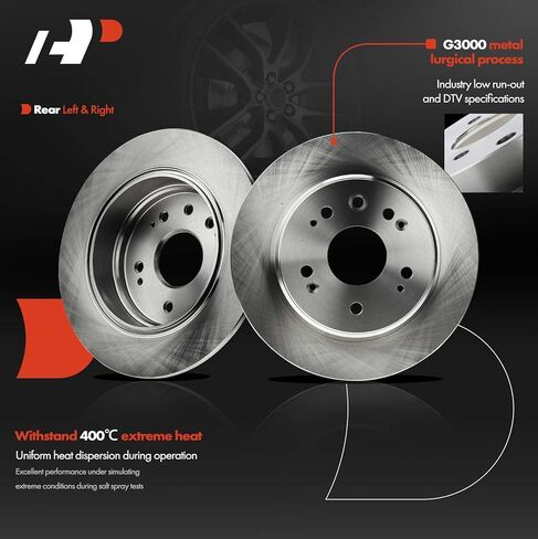 A-Premium Front Vented & Rear Solid Disc Brake Rotors + Ceramic Pads Kit Compatible with Select Select Honda Models - CR-V 2002 2003 2004, L4 2.4L, 12-PC Set in Saudi Arabia