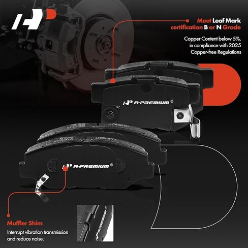 A-Premium Front Vented & Rear Solid Disc Brake Rotors + Ceramic Pads Kit Compatible with Select Select Honda Models - CR-V 2002 2003 2004, L4 2.4L, 12-PC Set in Saudi Arabia