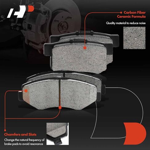A-Premium Front Vented & Rear Solid Disc Brake Rotors + Ceramic Pads Kit Compatible with Select Select Honda Models - CR-V 2002 2003 2004, L4 2.4L, 12-PC Set in Saudi Arabia