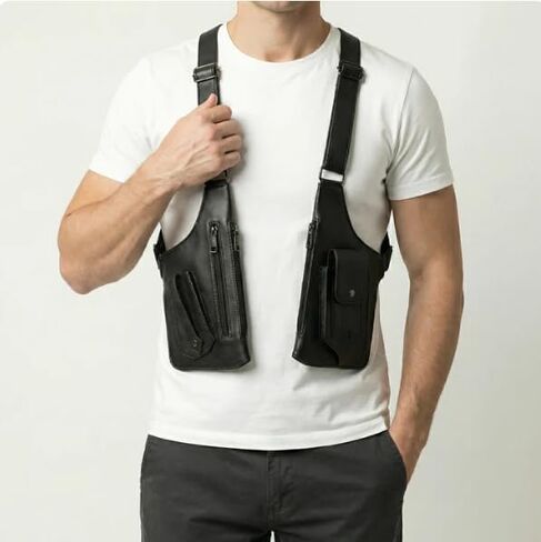 Classic Shoulder Satchel Tactical Double Shoulder Armpit Bag,Anti-Pickpocket Hidden Strap Wallet in Saudi Arabia