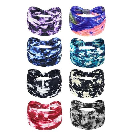 Wide Headbands for Women, 7.08 Inch Thick Boho Turban Style Hair Wraps, Non-Slip Moisture-Wicking Workout Headband for Sports, Yoga, Daily Fashion, 8 Pack Multi Colors (rose pink) in Saudi Arabia