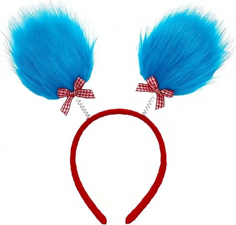 Red Blue Pom Pom Headband Tinsel Strips Headband Party Costume Hair Accessories Birthday in Kuwait