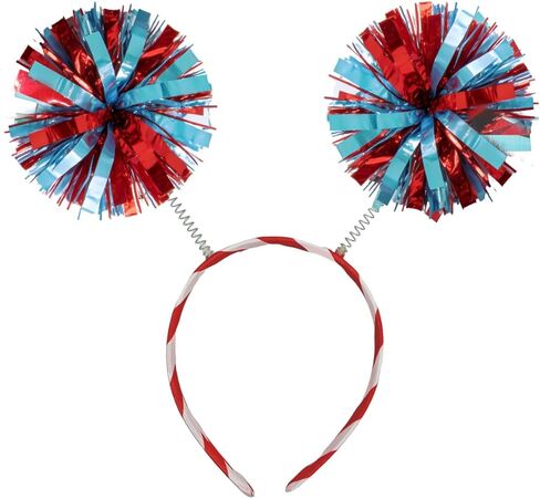 Red Blue Pom Pom Headband Tinsel Strips Headband Party Costume Hair Accessories Birthday in Saudi Arabia