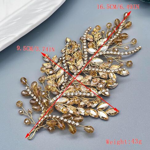 قطع شعر الزفاف للعرائس، أغطية رأس الزفاف المصنوعة يدويًا، إكسسوارات شعر من حجر الراين للنساء والفتيات (شامبانيا) in Kuwait