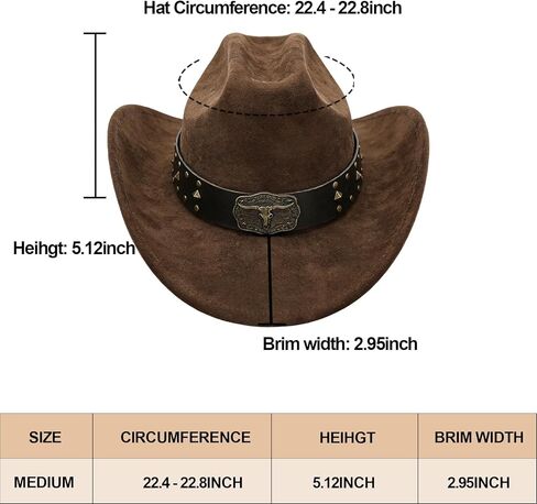 قبعة رعاة البقر بنية اللون للنساء والرجال، قبعة رعاة البقر الغربية ذات حافة واسعة قابلة للتعديل للحفلات وركوب الخيل والسفر والأنشطة الخارجية (بني) in Kuwait