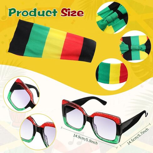 Jexine 5 Pcs Women's Rasta African Jewelry Set Include Headband, Dangle Earrings, Sunglasses, Jamaica Necklace, Bracelet in Saudi Arabia