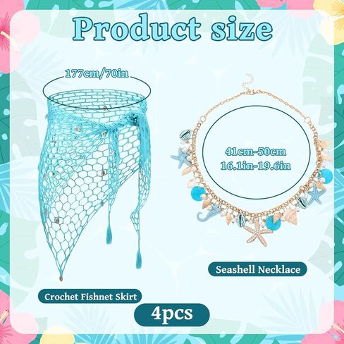 Merrmaid Costume Accessories for Women, Blue Summer Beach Seashell Starfish Accessory Set for Tropical in Kuwait