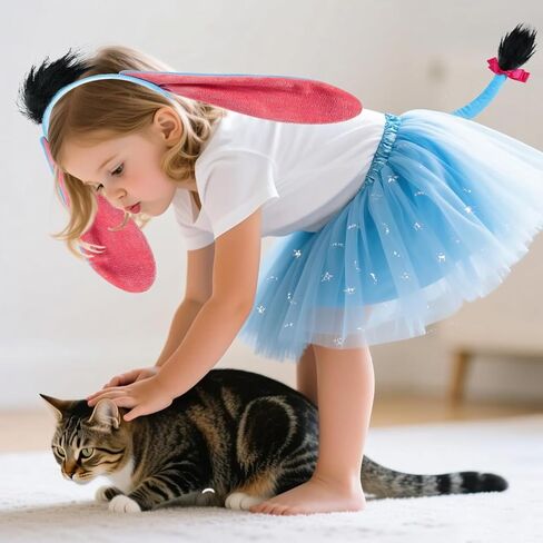 مجموعة إكسسوارات حمار زرقاء مكونة من 4 قطع للنساء - تتضمن عصابة رأس على شكل أذن حمار وذيل ربطة عنق مع مستلزمات لعب الأدوار لشخصيات كرتونية، ومجموعات تنكرية للهالوين قراءة كتاب يوم اللباس in Kuwait