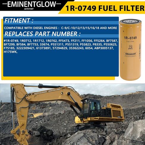 فلتر الوقود 1R-0749 متوافق مع مجموعة عناصر فلتر الوقود لمحرك Caterpillar Cat يستبدل 1R-0749، 1R0712، 1R1712، 1R0762، FF5473، FF211، FF1056، FF5264، BF7587، BF7299، P551319 مجموعة من 6 in Kuwait