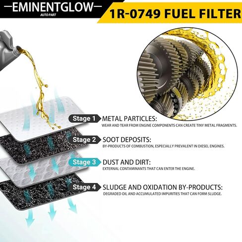 فلتر الوقود 1R-0749 متوافق مع مجموعة عناصر فلتر الوقود لمحرك Caterpillar Cat يستبدل 1R-0749، 1R0712، 1R1712، 1R0762، FF5473، FF211، FF1056، FF5264، BF7587، BF7299، P551319 مجموعة من 6 in Kuwait