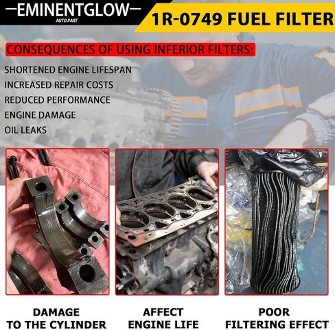 فلتر الوقود 1R-0749 متوافق مع مجموعة عناصر فلتر الوقود لمحرك Caterpillar Cat يستبدل 1R-0749، 1R0712، 1R1712، 1R0762، FF5473، FF211، FF1056، FF5264، BF7587، BF7299، P551319 مجموعة من 6 in Kuwait