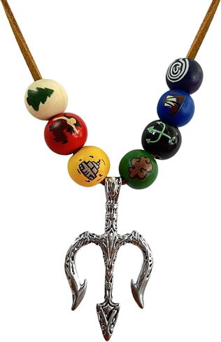 PPX Wooden Bead Necklace with Trident Pendant in Kuwait