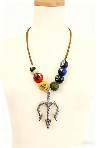 PPX Wooden Bead Necklace with Trident Pendant in Kuwait