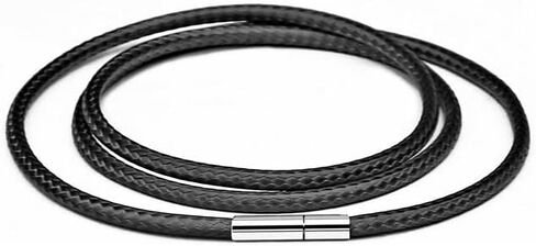 Pingyongchang Leather Necklace Cord 24inch Waterproof Braided Wax Rope Chain 2mm/3mm Leather Choker Necklace for Men Women, 316L Stainless Steel Clasp-black brown in Saudi Arabia