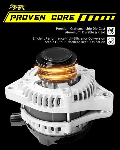 Oktiger Upgraded Alternator for Honda Odyssey 2011 2012 2013 Ex Ex-l Lx Touring Elite 3.5L, Pilot 2012-2015, for Ridgeline 2012-2014, V6 12V 130A Clockwise 6-Groove Pulley, OE 31100-RV0-A01 11573N in Kuwait