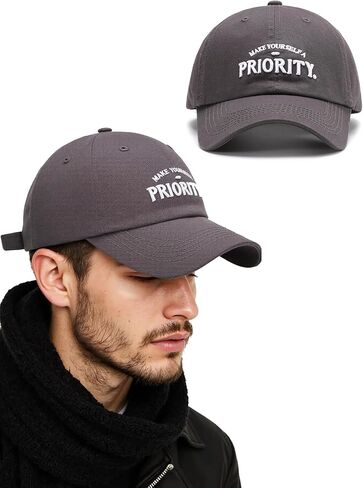 Unisex Sun Hats Adjustable Baseball Cap Embroidered Visor Cap Trucker Hats with Motivational Quote (Dark Grey) in Saudi Arabia