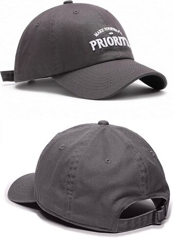 Unisex Sun Hats Adjustable Baseball Cap Embroidered Visor Cap Trucker Hats with Motivational Quote (Dark Grey) in Saudi Arabia