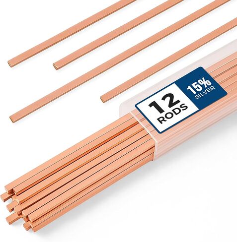 22 PCS Brazing Rods AWS BCuP-5 15% Silver Solder Phos Copper Brazing Alloy Flat Welding Rods 0.050"x1/8"x10" for HVAC, Refrigeration, and Industrial Applications in Kuwait