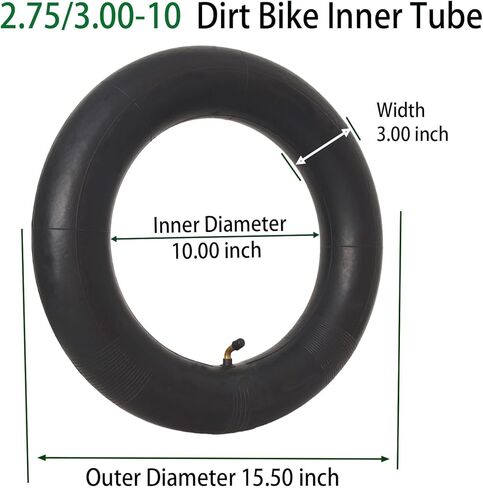2-Pcs 2.75/3.00-10 Inner Tube 3.00-10 2.50x10 80/100-10 2.75-10 Dirt Bike Inner Tube, Bent Valve Stem in Kuwait
