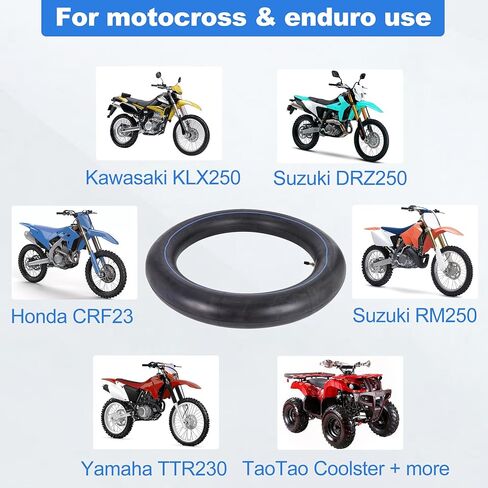 ZANGOME (عبوتان) أنبوب داخلي للدراجة الترابية شديد التحمل 4.10/4.50-18 بوصة مع صمام مستقيم TR4 لإطارات الدراجات النارية 110/80-18، 110/90-18،110/100-18،120/80-18،120/90-18،100/100-18 in Kuwait
