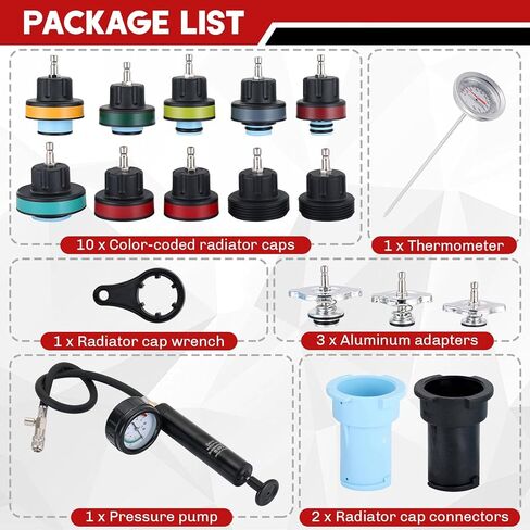 18PCS Radiator Pump Pressure Tester Kit | Coolant Pressure Tester Kit Cooling System Pressure Tester Kit for Automotive Cooling System Water Tank Leakage Detection in Saudi Arabia