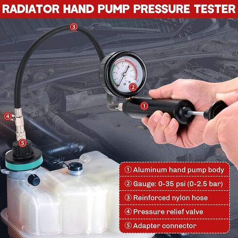 18PCS Radiator Pump Pressure Tester Kit | Coolant Pressure Tester Kit Cooling System Pressure Tester Kit for Automotive Cooling System Water Tank Leakage Detection in Saudi Arabia