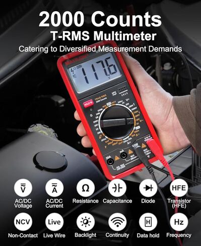 جهاز اختبار متعدد MY8906B TRMS مقياس متعدد رقمي 750 فولت-1000 فولت يقيس جهد تيار مستمر/تيار متردد تيار مستمر/تيار متردد، ثنائيات استمرارية المقاومة، ترانزستور التردد، ترانزستور HEF NCV، كشف الأسلاك الحية in Kuwait